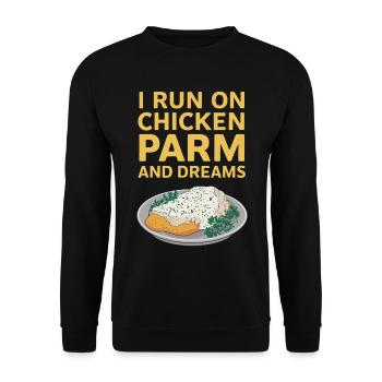 Je vis de poulet parme et rêve - Poulet - Sweat-shirt Unisexe - noir - Devant - Alina (178cm) & Michal (187cm)