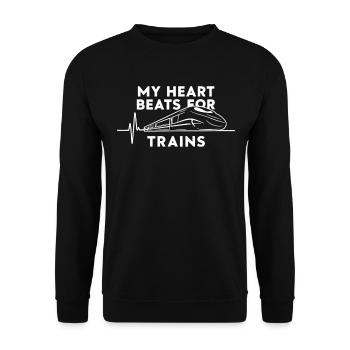 Mein Herz Schlägt Für Züge Trainspotter - Unisex Pullover - Schwarz - Vorne - Alina (178cm) & Michal (187cm)