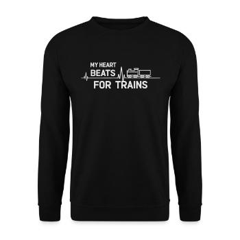 Mon cœur bat pour les trains Trainspotting - Sweat-shirt Unisexe - noir - Devant - Alina (178cm) & Michal (187cm)