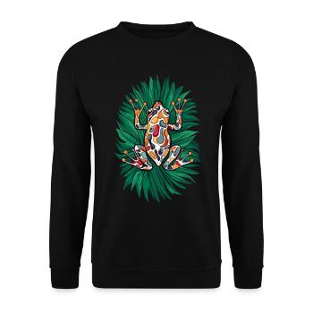 Coqui Frog Puerto Rico Tropical Artwork - Unisex Sweatshirt - black - Front - Alina (178cm) & Michal (187cm)