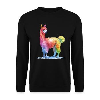 Colorful Llama Watercolor Painting - Unisex Sweatshirt - black - Front - Alina (178cm) & Michal (187cm)