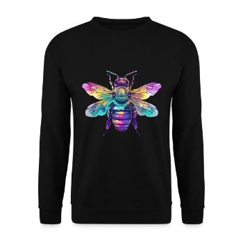 Bunte Biene mit Regenbogenflügeln - Unisex Pullover - Schwarz - Vorne - Alina (178cm) & Michal (187cm)