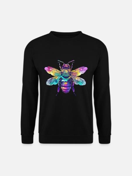 Bunte Biene mit Regenbogenflügeln - Unisex Pullover - Schwarz