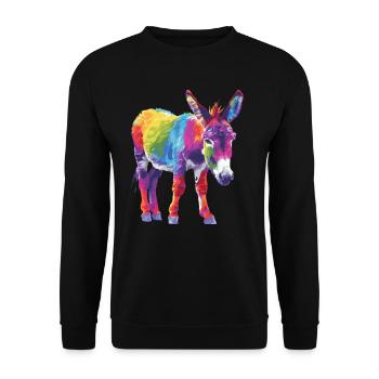Colorful Donkey Rainbow Artwork - Unisex Sweatshirt - black - Front - Alina (178cm) & Michal (187cm)