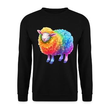 Regenbogenschaf Farmtier für Tierliebhaber - Unisex Pullover - Schwarz - Vorne - Alina (178cm) & Michal (187cm)