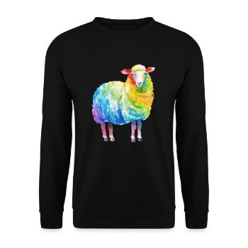 Buntes Schaf - Rainbow Sheep Farm Animal Farmer - Unisex Pullover - Schwarz - Vorne - Alina (178cm) & Michal (187cm)