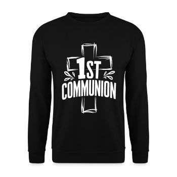 First Communion Cross Design - Unisex Sweatshirt - black - Front - Alina (178cm) & Michal (187cm)