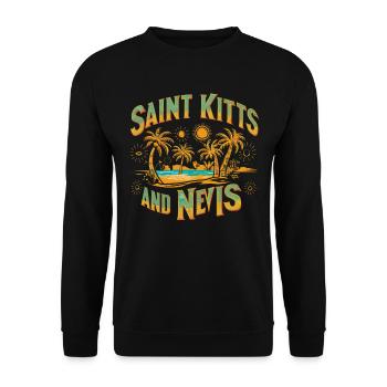 Saint-Kitts-et-Nevis Souvenir Île Paradise Rétro - Sweat-shirt Unisexe - noir - Devant - Alina (178cm) & Michal (187cm)