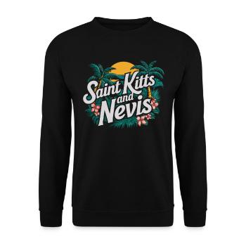 Saint Kitts And Nevis Souvenir Tropical Paradise - Unisex Sweatshirt - black - Front - Alina (178cm) & Michal (187cm)