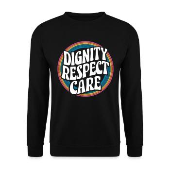 Sozialarbeiter Soziale Arbeit Würde Respekt Pflege - Unisex Pullover - Schwarz - Vorne - Alina (178cm) & Michal (187cm)