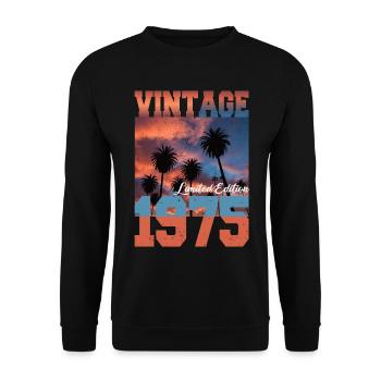 1975 Vintage Limited Edition Palmen Geboren 1975 - Unisex Pullover - Schwarz - Vorne - Alina (178cm) & Michal (187cm)
