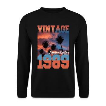 1989 Vintage Limited Edition Palmen Geboren 1989 - Unisex Pullover - Schwarz - Vorne - Alina (178cm) & Michal (187cm)