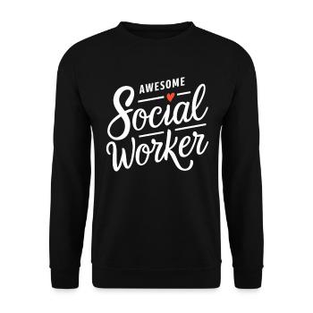 Awesome Social Worker Social Work Heart - Unisex Sweatshirt - black - Front - Alina (178cm) & Michal (187cm)