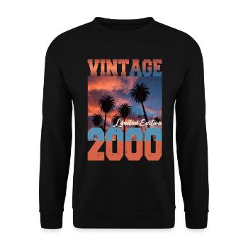 2000 Vintage Limited Edition Palmen Geboren 2000 - Unisex Pullover - Schwarz - Vorne - Alina (178cm) & Michal (187cm)