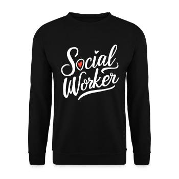 Sozialarbeiter Sozialarbeit Herz Schriftzug - Unisex Pullover - Schwarz - Vorne - Alina (178cm) & Michal (187cm)