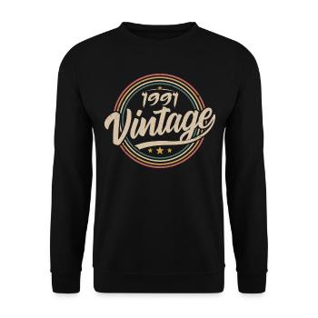 1991 Vintage 1991 Birthday Gift - Retro Style 1991 - Unisex Sweatshirt - black - Front - Alina (178cm) & Michal (187cm)