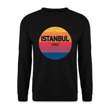 Retro Sunset Souvenir Istanbul Türkei - Unisex Pullover - Schwarz - Vorne - Alina (178cm) & Michal (187cm)