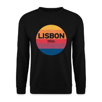 Retro Sonnenuntergang Andenken Lissabon Portugal - Unisex Pullover - Schwarz - Vorne - Alina (178cm) & Michal (187cm)