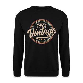 1961 Vintage 1961 Birthday Gift - Retro Style 1961 - Unisex Sweatshirt - black - Front - Alina (178cm) & Michal (187cm)