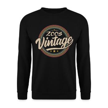 2003 Vintage 2003 Geburtstagsgeschenk - Retro Stil 2003 - Unisex Pullover - Schwarz - Vorne - Alina (178cm) & Michal (187cm)