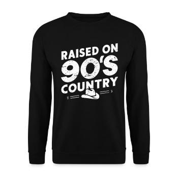 Aufgewachsen Mit 90er Country Musik - Unisex Pullover - Schwarz - Vorne - Alina (178cm) & Michal (187cm)