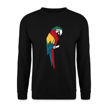 Origami Style Perroquet Multicolore Géométrique Artious - Sweat-shirt Unisexe - noir - Devant - Alina (178cm) & Michal (187cm)