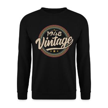 1948 Vintage 1948 Geburtstagsgeschenk - Retro Stil 1948 - Unisex Pullover - Schwarz - Vorne - Alina (178cm) & Michal (187cm)