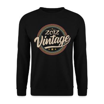 2012 Vintage 2012 Birthday Gift - Retro Style 2012 - Unisex Sweatshirt - black - Front - Alina (178cm) & Michal (187cm)