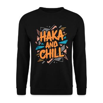 Haka And Chill New New Zealand Souvenir - Sweat-shirt Unisexe - noir - Devant - Alina (178cm) & Michal (187cm)