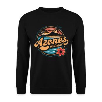 Azores Souvenir Portugal Vintage Tropical - Unisex Sweatshirt - black - Front - Alina (178cm) & Michal (187cm)