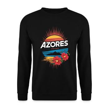 Azores Portugal Sunset Souvenir - Unisex Sweatshirt - black - Front - Alina (178cm) & Michal (187cm)