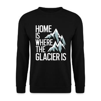 Island Souvenir: Home Is Where The Glacier Is - Unisex Pullover - Schwarz - Vorne - Alina (178cm) & Michal (187cm)