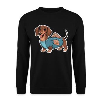 Teckel en costumes avec détails de nageoire - Sweat-shirt Unisexe - noir - Devant - Alina (178cm) & Michal (187cm)