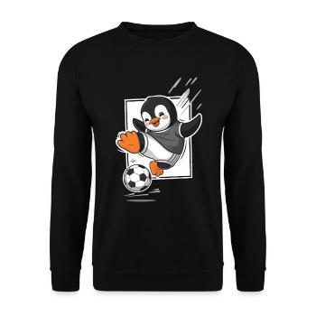 Soccer Playing Penguin Cute and Sporty - Unisex Sweatshirt - black - Front - Alina (178cm) & Michal (187cm)