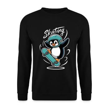 Pingouin Skating Aventurier - Sweat-shirt Unisexe - noir - Devant - Alina (178cm) & Michal (187cm)