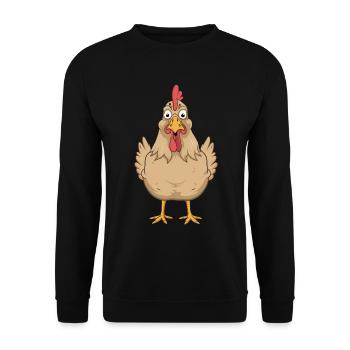 Lustiges Huhn Comic Zeichnung Spaß - Unisex Pullover - Schwarz - Vorne - Alina (178cm) & Michal (187cm)