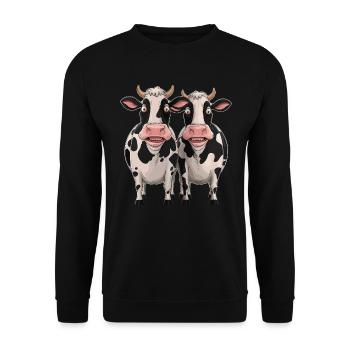 Lustige Kühe Cartoon Illustration - Unisex Pullover - Schwarz - Vorne - Alina (178cm) & Michal (187cm)
