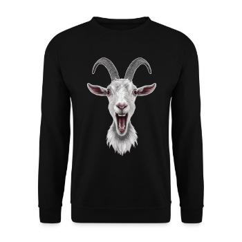 Lachende Ziege Gesicht Kunstwerk - Unisex Pullover - Schwarz - Vorne - Alina (178cm) & Michal (187cm)