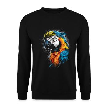 Macaw Parot Art Drawing Abstract Animal - Unisex Pullover - Schwarz - Vorne - Alina (178cm) & Michal (187cm)