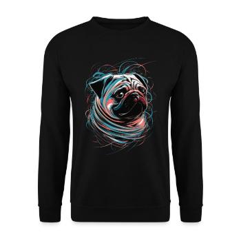 Pug Art Drawing Abstract Animal Illustration - Unisex Sweatshirt - black - Front - Alina (178cm) & Michal (187cm)
