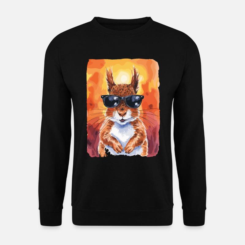 Cooles Eichhörnchen Mit Sonnenbrille - Unisex Pullover - Schwarz