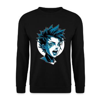 Futuristic punk girl with mohawk - Unisex Sweatshirt - black - Front - Alina (178cm) & Michal (187cm)