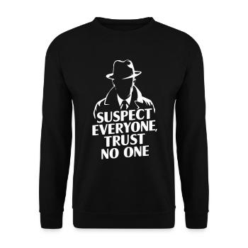 Murder Mystery Dinner Outfit: Suspect Everyone, - Unisex Sweatshirt - black - Front - Alina (178cm) & Michal (187cm)