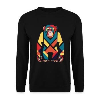 Colorful Monkey Geometric Pattern - Unisex Sweatshirt - black - Front - Alina (178cm) & Michal (187cm)
