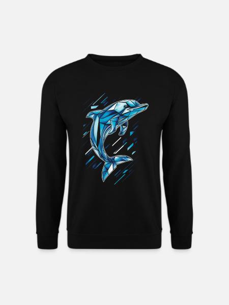 Geometric Dolphin in Blue Tones - Unisex Sweatshirt - black