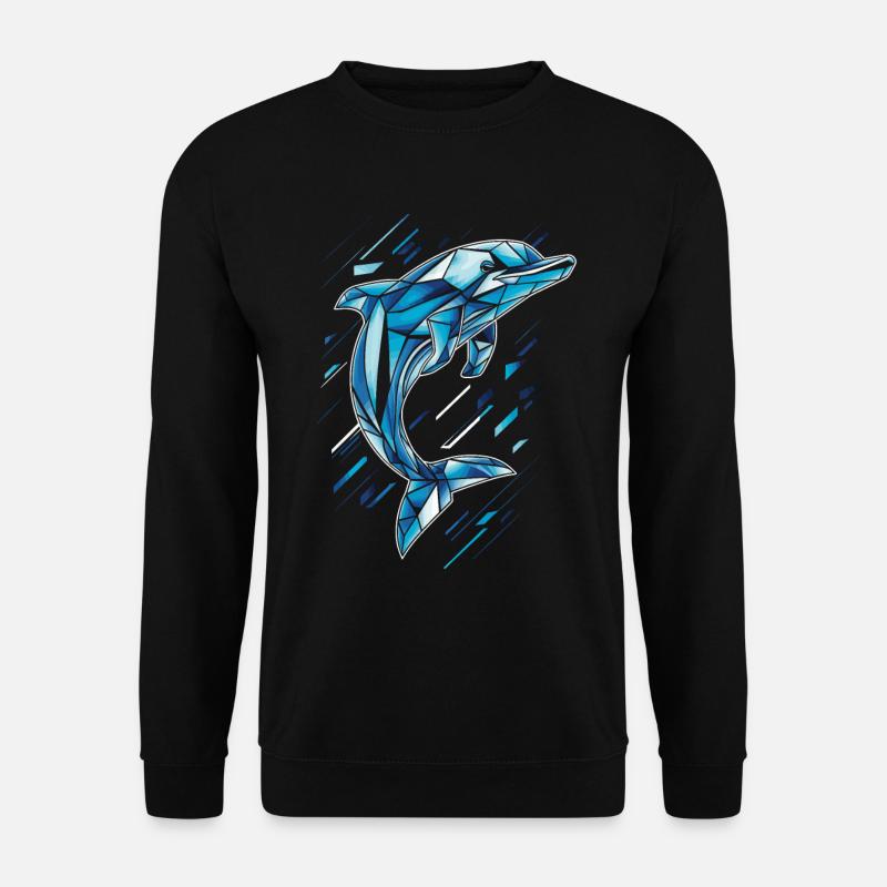 Geometric Dolphin in Blue Tones - Unisex Sweatshirt - black