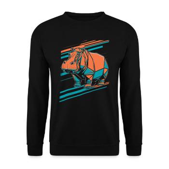 Conception d’art géométrique d’hippopotame - Sweat-shirt Unisexe - noir - Devant - Alina (178cm) & Michal (187cm)
