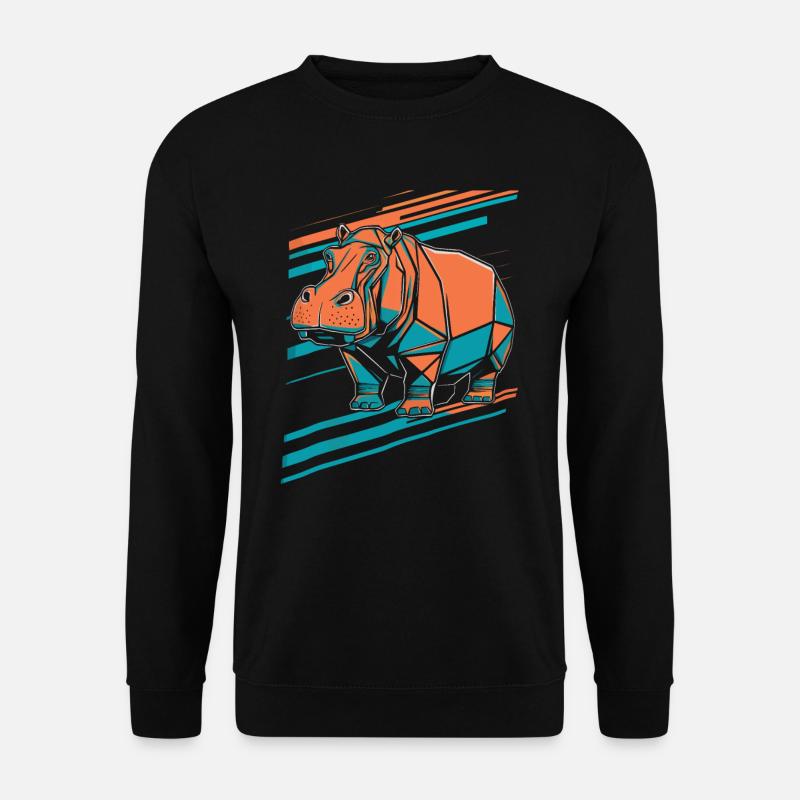 Geometric Hippo Art Design - Unisex Sweatshirt - black