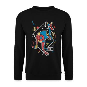 Abstract Kangaroo Art in Colorful - Unisex Sweatshirt - black - Front - Alina (178cm) & Michal (187cm)