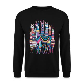 Colorful Llama Pattern Imaginative and Vibrant - Unisex Sweatshirt - black - Front - Alina (178cm) & Michal (187cm)